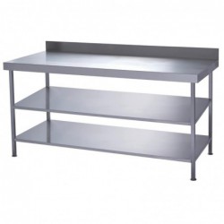Table murale inox entièrement soudée avec 2 étagères inférieures Parry 1800x600mm DC621 Parry
