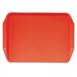 Plateau rectangulaire avec poignées en polypropylène Fast Food Cambro rouge 43 cm DE315 Cambro