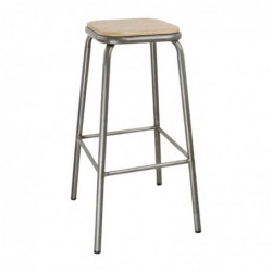 Tabouret haut en acier galvanisé avec assise en bois Bolero Cantina (lot de 4) DE479 Bolero