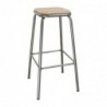 Tabouret haut en acier galvanisé avec assise en bois Bolero Cantina (lot de 4) DE479 Bolero