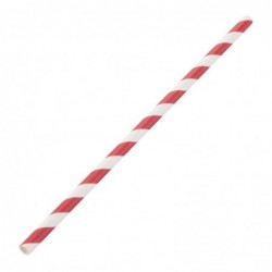 Pailles en papier compostables Fiesta Compostable rayées rouge et blanc DE927 Fiesta