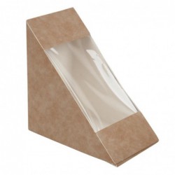 Boîtes sandwich triangle kraft recyclables à chargement frontal avec fenêtre en PLA Colpac (lot de 500) DF605 Colpac
