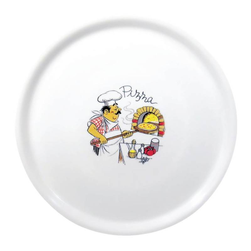 Assiettes à pizza en porcelaine 31 cm Saturnia décor Chef (lot de 6) DJ958 Saturnia Assiettes à pizza en porcelaine 31 cm Saturnia décor Chef (lot de 6) DJ958 Saturnia