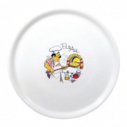 Assiettes à pizza en porcelaine 33 cm Saturnia décor Chef (lot de 6) DJ959 Saturnia