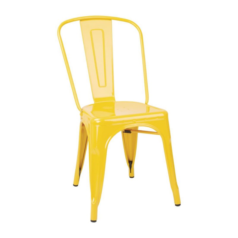 Chaises bistro en acier Bolero jaunes (lot de 4) DK292 Bolero Chaises bistro en acier Bolero jaunes (lot de 4) DK292 Bolero