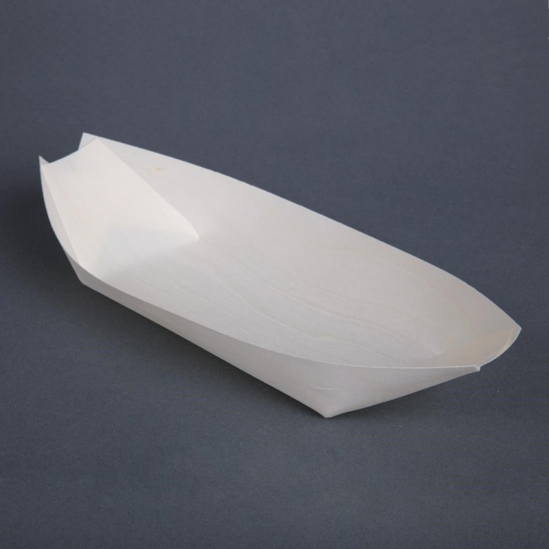 Plats biodégradables en peuplier pirogue Fiesta Compostable 250mm (Lot de 100) DK386 Fiesta