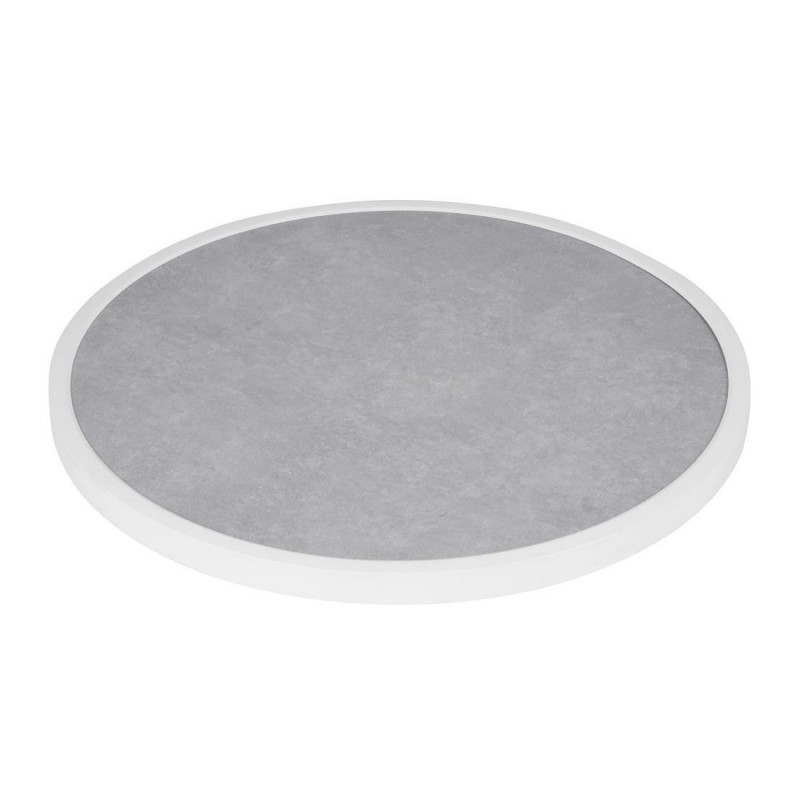 Plateau de table extérieur rond en verre trempé Bolero effet pierre gris clair bord blanc 580 mm DL485 Bolero Plateau de table extérieur rond en verre trempé Bolero effet pierre gris clair bord blanc 580 mm DL485 Bolero