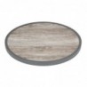 Plateau de table extérieur rond en verre trempé Bolero effet grain de bois bord gris 580mm DL486 Bolero