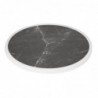 Plateau de table extérieur rond en verre trempé Bolero effet granit foncé bord blanc 580mm DL487 Bolero