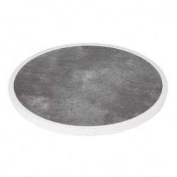 Plateau de table extérieur rond en verre trempé Bolero effet pierre foncée bord blanc 580mm DL488 Bolero