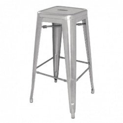 Tabourets hauts en acier galvanisé Bolero Bistro gris argenté (lot de 4) DL876 Bolero