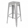 Tabourets hauts en acier galvanisé Bolero Bistro gris argenté (lot de 4) DL876 Bolero