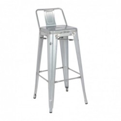 Tabouret haut en acier galvanisé avec dossier Bolero Bistro (paquet de 4) DL877 Bolero