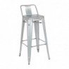 Tabouret haut en acier galvanisé avec dossier Bolero Bistro (paquet de 4) DL877 Bolero