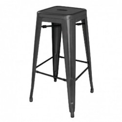 Tabourets hauts en acier galvanisé Bolero Bistro noirs (lot de 4) DL881 Bolero