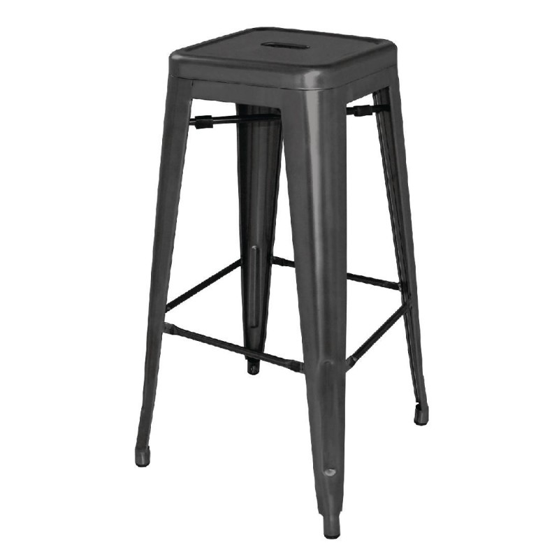 Tabourets hauts en acier galvanisé Bolero Bistro noirs (lot de 4) DL881 Bolero
