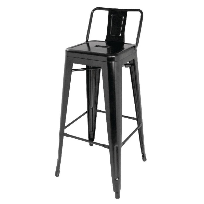 Tabourets hauts en acier noir avec dossier Bolero Bistro (lot de 4) DL882 Bolero