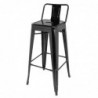 Tabourets hauts en acier noir avec dossier Bolero Bistro (lot de 4) DL882 Bolero