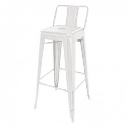 Tabouret haut Bolero Bistro en acier avec dossier blanc (lot de 4) DL890 Bolero