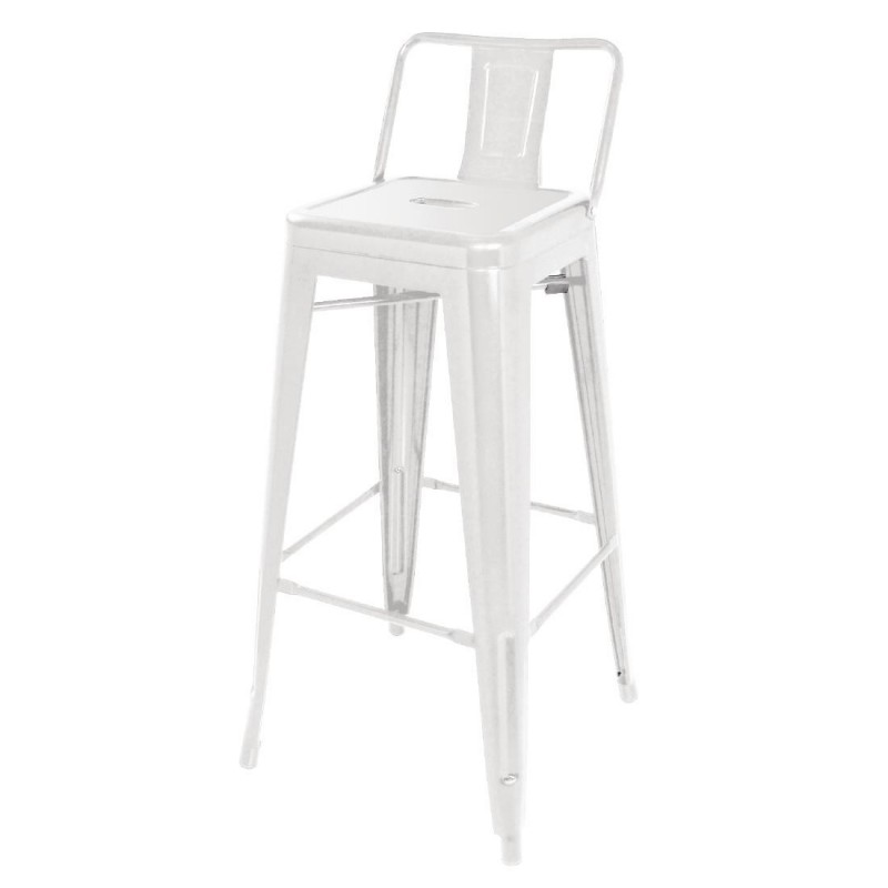 Tabouret haut Bolero Bistro en acier avec dossier blanc (lot de 4) DL890 Bolero Tabouret haut Bolero Bistro en acier avec dossier blanc (lot de 4) DL890 Bolero
