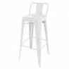 Tabouret haut Bolero Bistro en acier avec dossier blanc (lot de 4) DL890 Bolero
