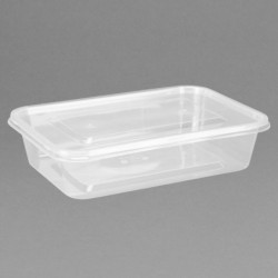 Petites boîtes en plastique micro-ondables avec couvercles Fiesta Recyclable 500ml (lot de 250) DM181 Fiesta