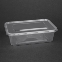 Boîtes moyennes en plastique micro-ondables avec couvercles Fiesta Recyclable 650ml (lot de 250) DM182 Fiesta