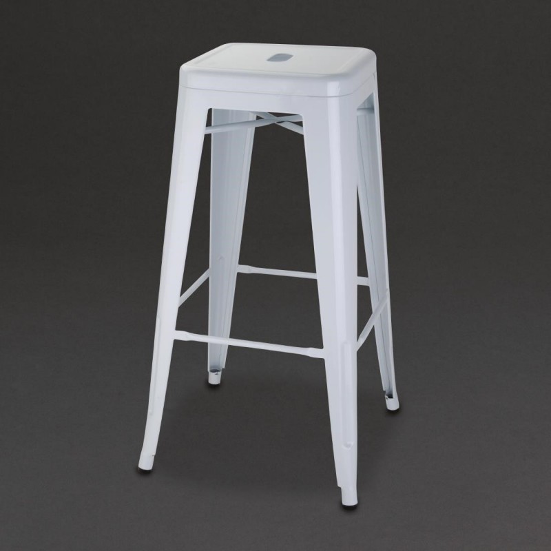 Tabourets hauts Bolero Bistro en acier galvanisé blanc (lot de 4) DM763 Bolero Tabourets hauts Bolero Bistro en acier galvanisé blanc (lot de 4) DM763 Bolero