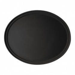 Plateau de service ovale fibre de verre antidérapant Camtread Cambro noir 60 cm DM783 Cambro