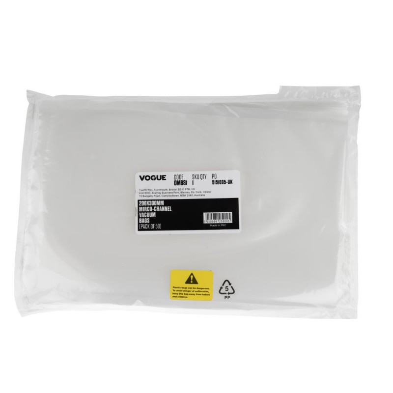 Sacs d emballage sous vide Vogue 200 x 300mm gaufrés (Lot de 50) DM881 Vogue Sacs d emballage sous vide Vogue 200 x 300mm gaufrés (Lot de 50) DM881 Vogue