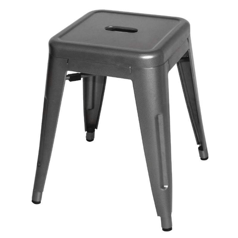 Tabourets bas en acier gris métal  Bolero Bistro (lot de 4) DM933 Bolero