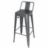 Tabourets hauts en acier gris métal avec dossier Bolero Bistro (lot de 4) DM935 Bolero