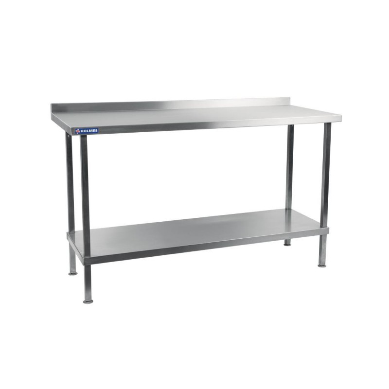 Table murale en acier inoxydable Holmes avec dosseret 1200 mm DR022 Vogue Table murale en acier inoxydable Holmes avec dosseret 1200 mm DR022 Vogue