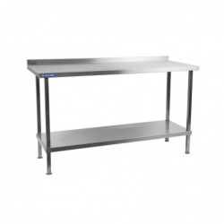 Table murale en acier inoxydable Holmes avec dosseret 1500 mm DR023 Vogue