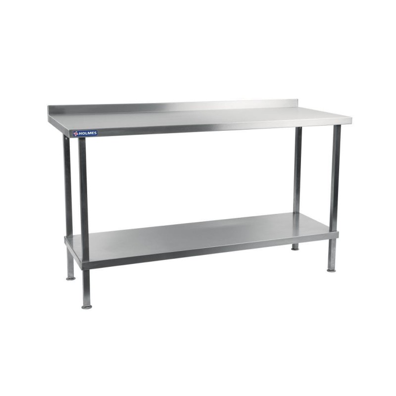 Table murale en acier inoxydable Holmes avec dosseret 1500 mm DR023 Vogue Table murale en acier inoxydable Holmes avec dosseret 1500 mm DR023 Vogue