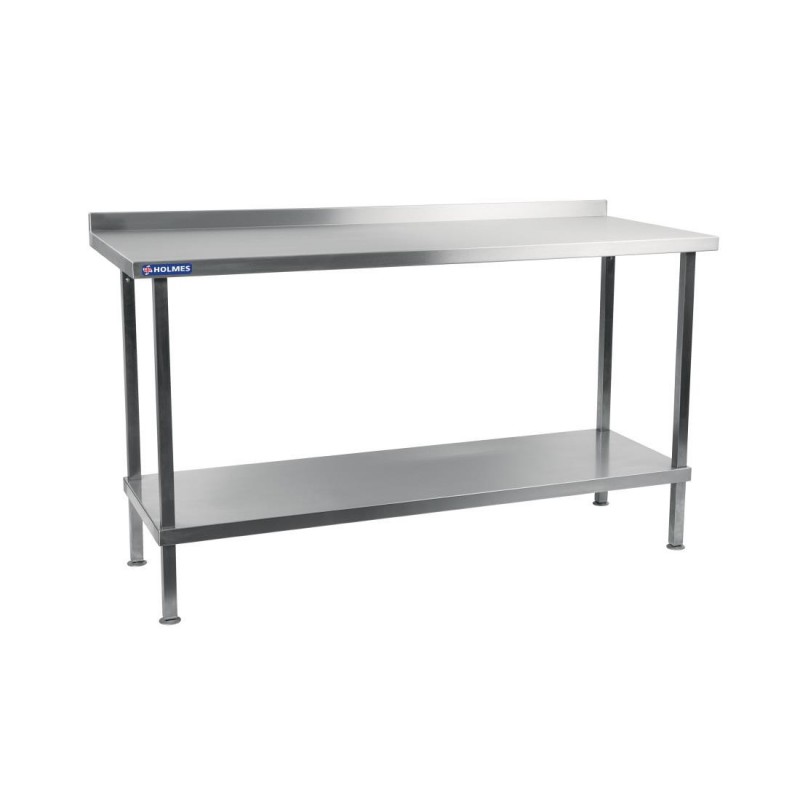 Table murale en acier inoxydable Holmes avec dosseret 1800 mm DR038 Vogue Table murale en acier inoxydable Holmes avec dosseret 1800 mm DR038 Vogue