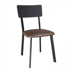 Chaises en metal assise PU moka vintage Bolero (lot de 4) DR301 Bolero