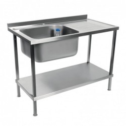 Plonge inox soudée cuve à droite égouttoir à gauche Holmes 1000mm DR380 Vogue