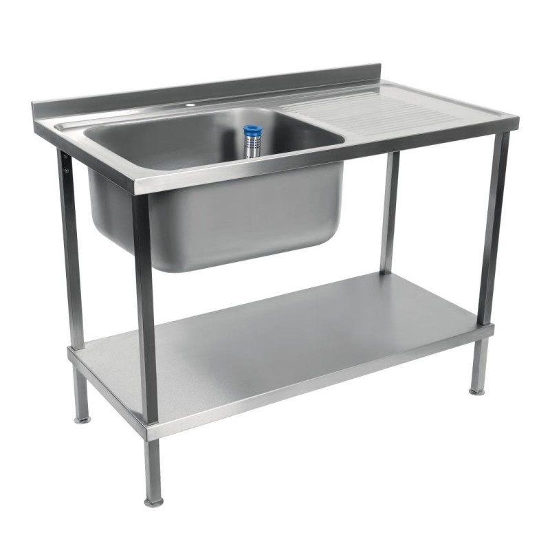 Plonge inox soudée cuve à droite égouttoir à gauche Holmes 1000mm DR380 Vogue Plonge inox soudée cuve à droite égouttoir à gauche Holmes 1000mm DR380 Vogue