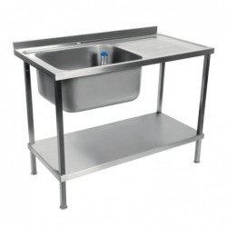 Plonge inox soudée cuve à gauche égouttoir à droite Holmes 1200 mm DR382 Vogue