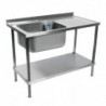 Plonge inox soudée cuve à gauche égouttoir à droite Holmes 1200 mm DR382 Vogue