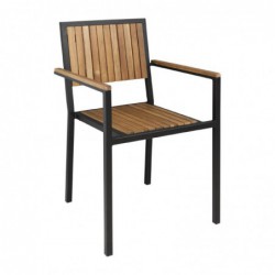 Fauteuils en acier et acacia Bolero (lot de 4) DS151 Bolero