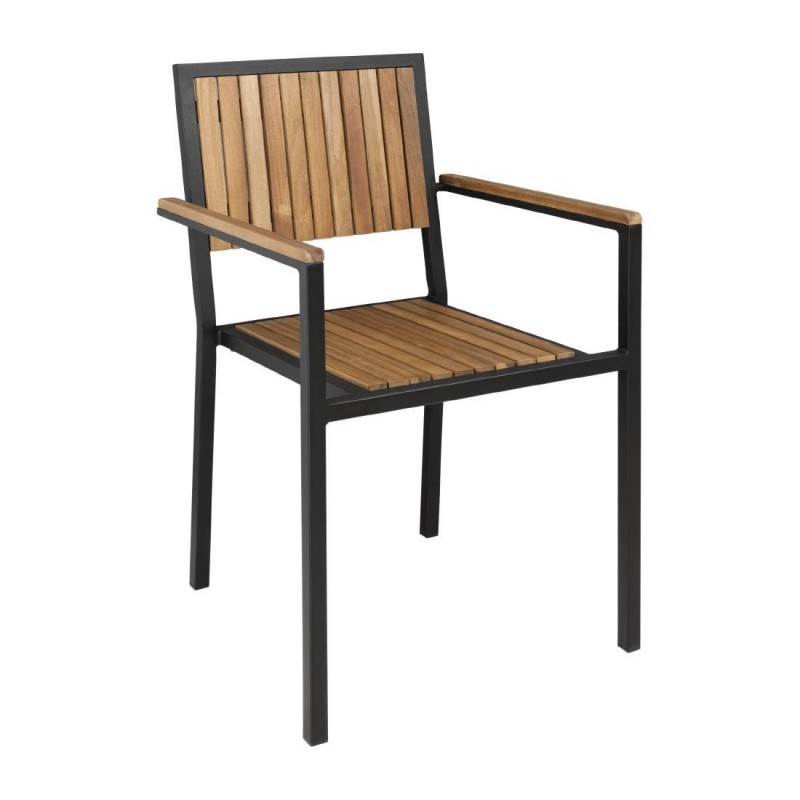 Fauteuils en acier et acacia Bolero (lot de 4) DS151 Bolero Fauteuils en acier et acacia Bolero (lot de 4) DS151 Bolero