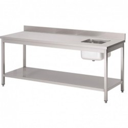 Table du chef avec bac à droite et dosseret Gastro M 850x1200x700mm DS430 Gastro M
