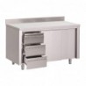 Table armoire inox avec dosseret 3 tiroirs à gauche et portes coulissantes Gastro M 875x1000x700mm DS440 Gastro M
