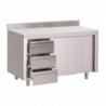 Table armoire inox avec dosseret 3 tiroirs à gauche et portes coulissantes Gastro M 875x1800x700mm DS444 Gastro M