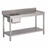 Table d'entrée lave-vaisselle inox avec bac à gauche dosseret et tablette inférieure Gastro M 850x1000x700mm DS460 Gastro M