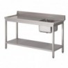Table d'entrée lave-vaisselle inox avec bac à droite dosseret et tablette inférieure Gastro M 850x1400x700mm DS463 Gastro M