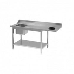 Table d'entrée lave-vaisselle inox avec bac à gauche TVO dosseret et tablette inférieure Gastro M 1000 x 700mm DS464 Gastro M