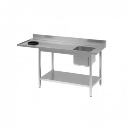 Table d'entrée lave-vaisselle inox avec bac à droite TVO dosseret et tablette inférieure Gastro M 1000 x 700mm DS465 Gastro M